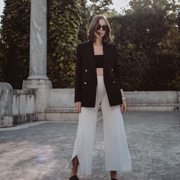 ZARA Textured Weave Double Breasted Jacket - Picture 1 of 7